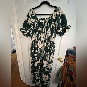 Off the shoulder green floral maxi dress - XL
